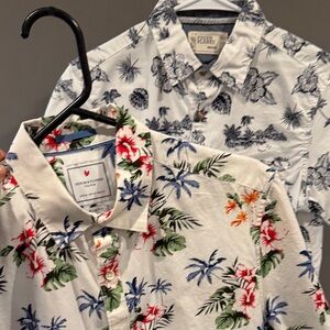 2 Short Sleeved Hawaiian Print Cotton Shirts